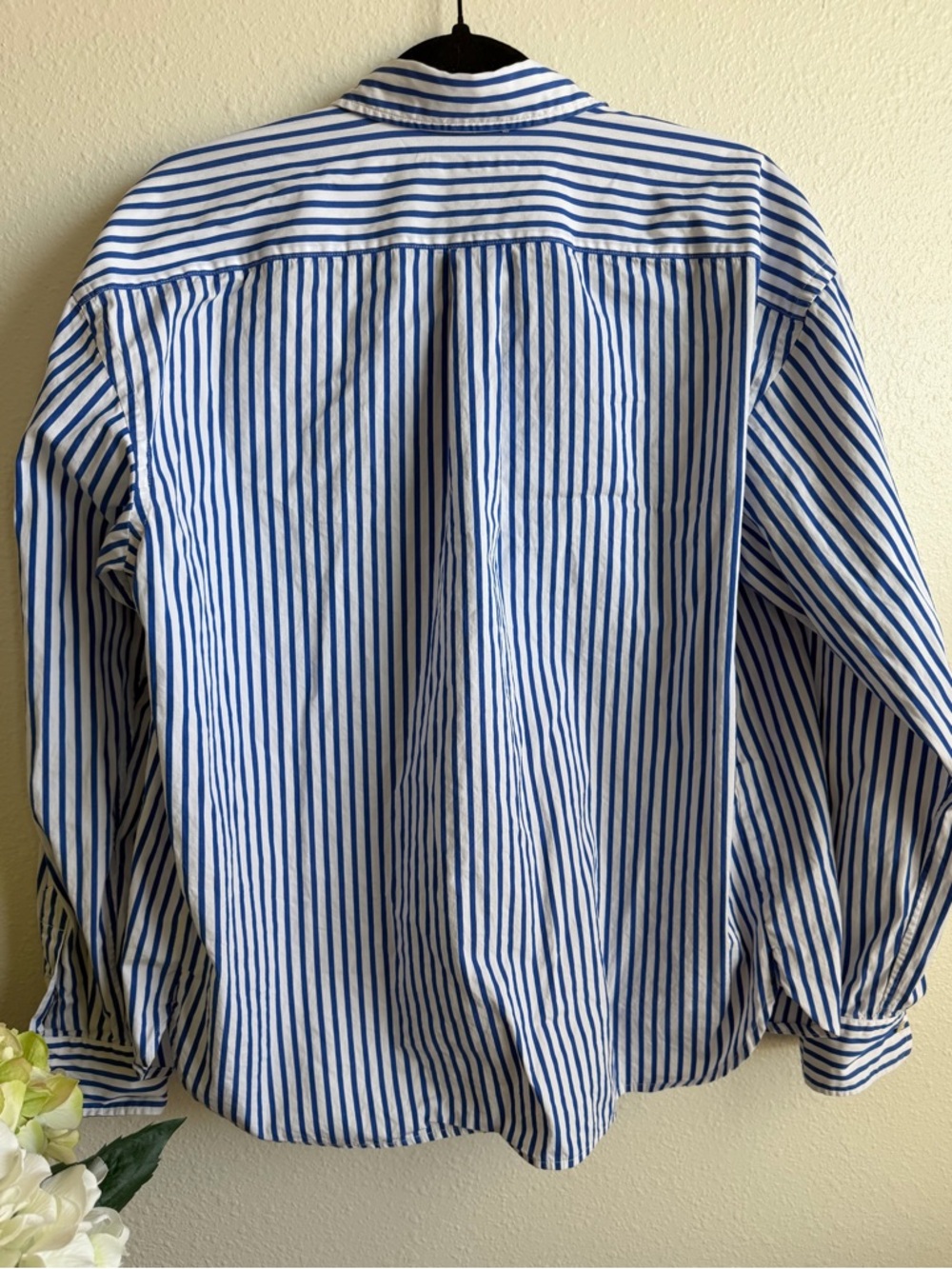 Lauren Ralph Lauren White and Blue Vertical Stripe Dress Shirt - Women's - Picture 2 of 3